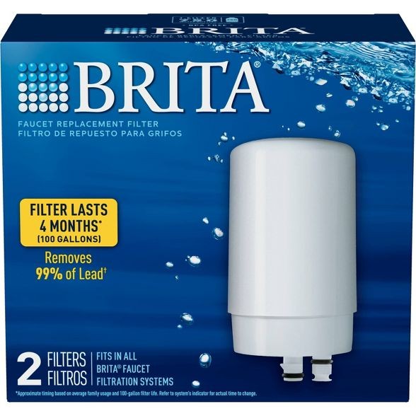 Brita 2ct Replacement Water Filters for Brita Tap Faucet Mounts - White