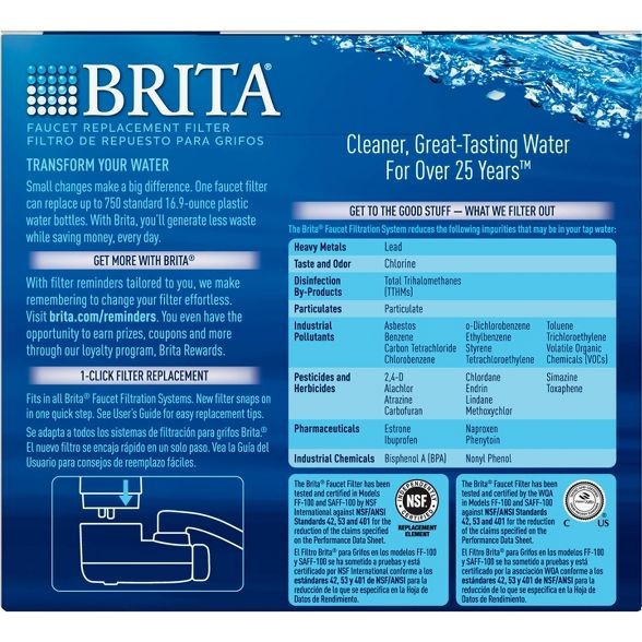 Brita 2ct Replacement Water Filters for Brita Tap Faucet Mounts - White