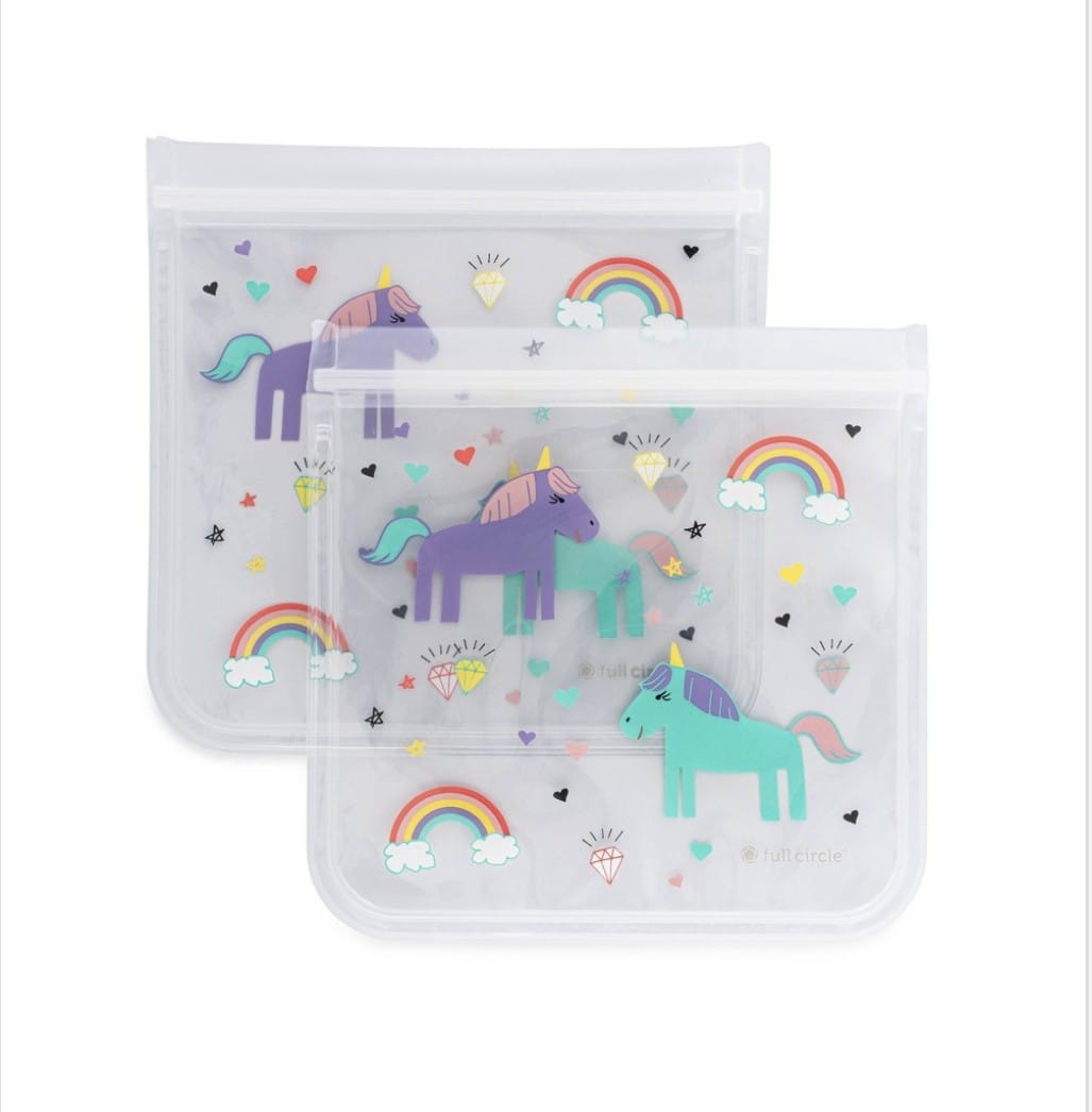 Full Circle 3.5 Cup 2pk Reusable Sandwich Bag Unicorn