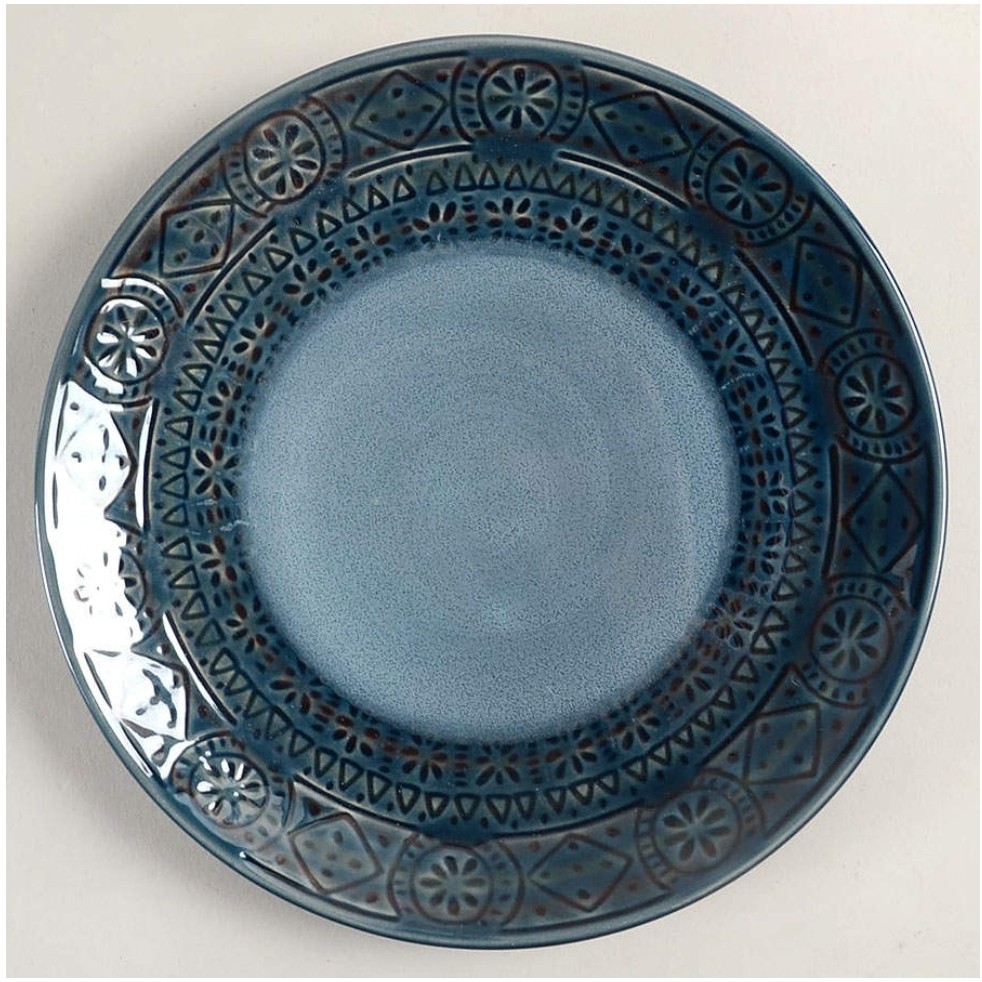 (Set of 5) 8.5" Ceramic Kingfield Debossed Salad Plate Blue - Threshold (Set of 5) 8.5" Ceramic Kingfield Debossed Salad Plate Blue - Threshold