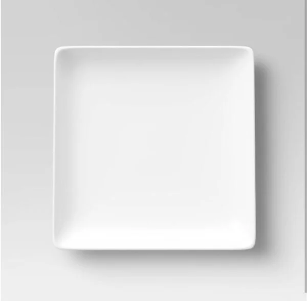 11in Porcelain Square Dinner Plate White 10.3"x10.3" Set of 4 - Threshold