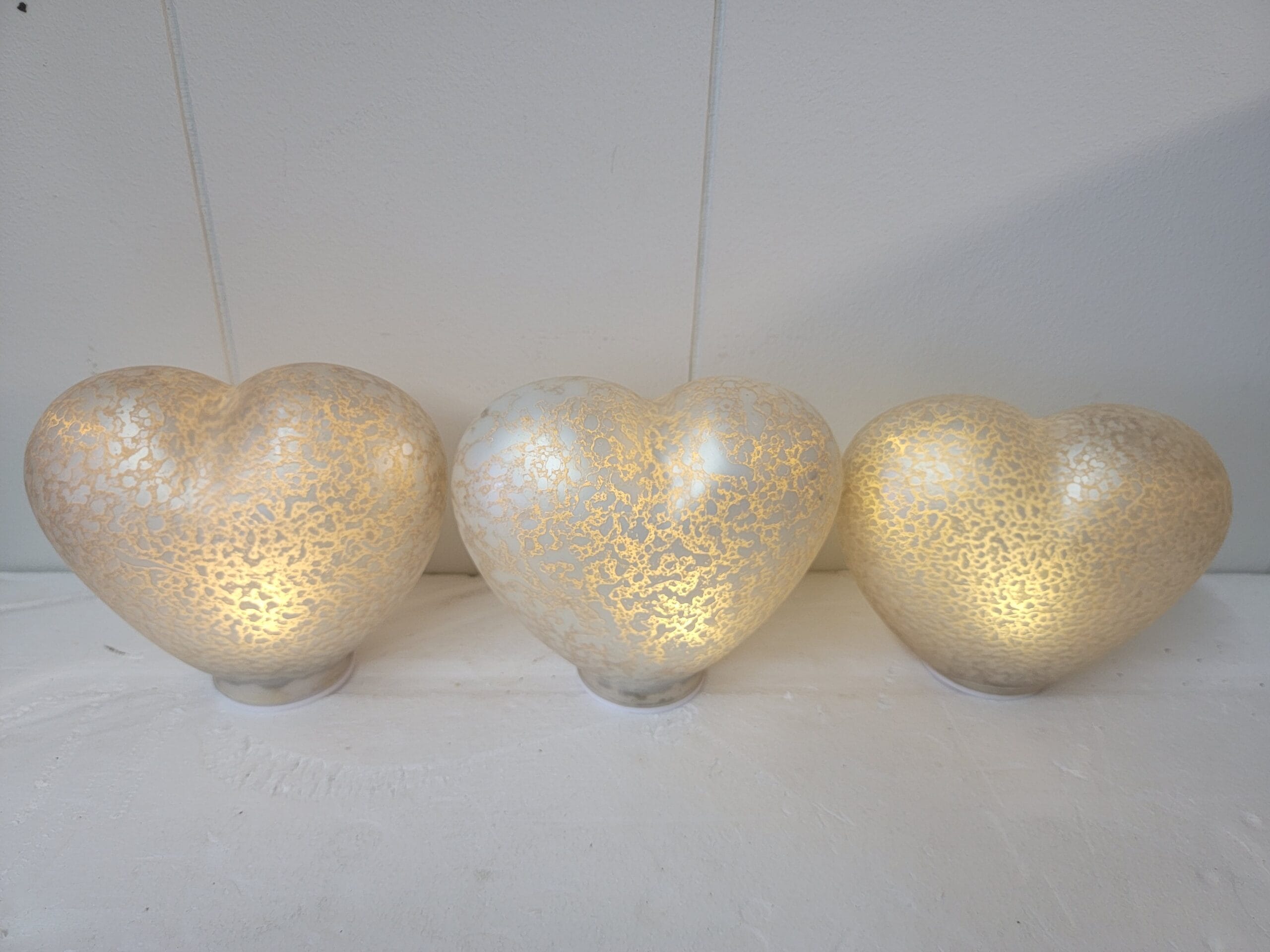 Set of 3 Illuminated Mercury Glass Hearts  by Valerie