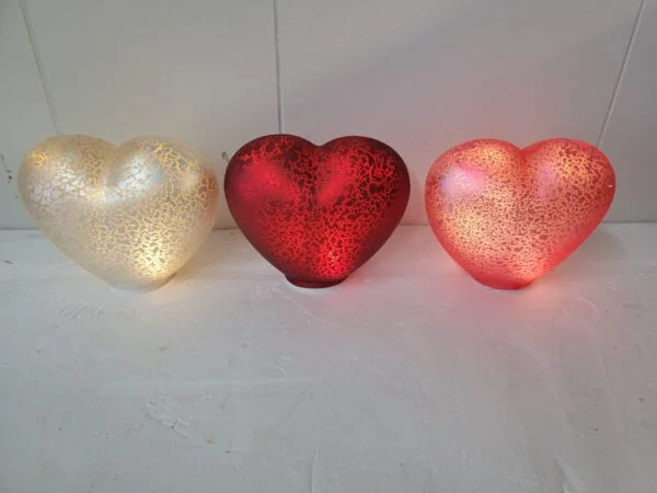 Set of 3 Illuminated Mercury Glass Hearts  by Valerie