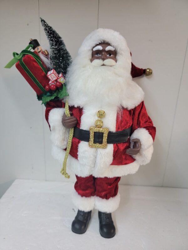 18" Decorative Black Santa Claus with Gifts by Valerie