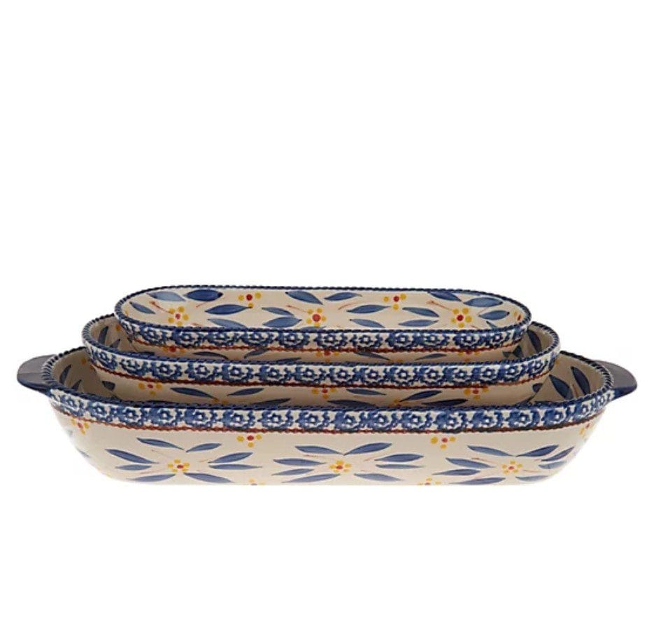 Temp-tations Old World Set of 3 Oval Nesting Bakers w/ Wooden Lid