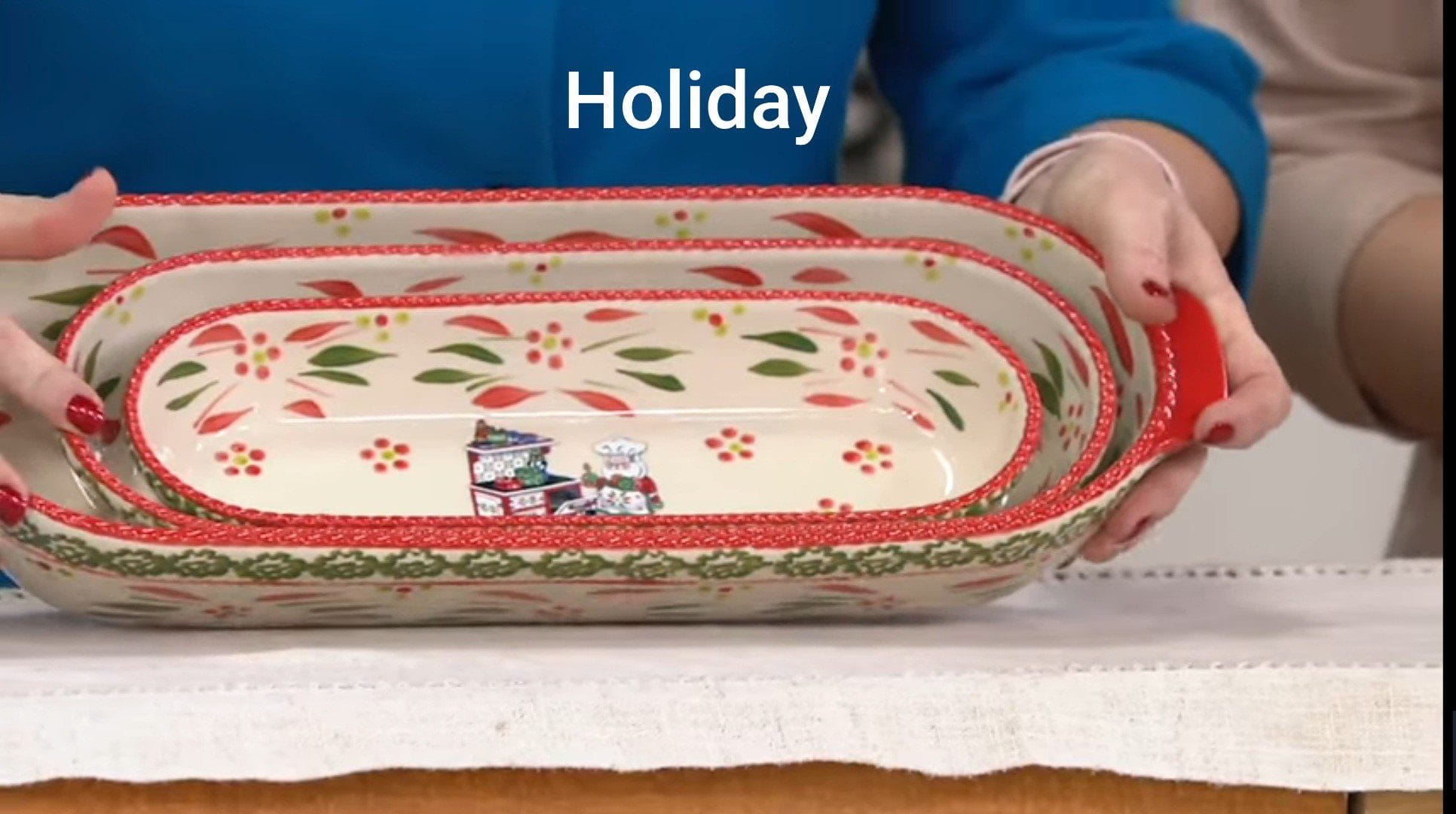 Temp-tations Old World Set of 3 Oval Nesting Bakers w/ Wooden Lid