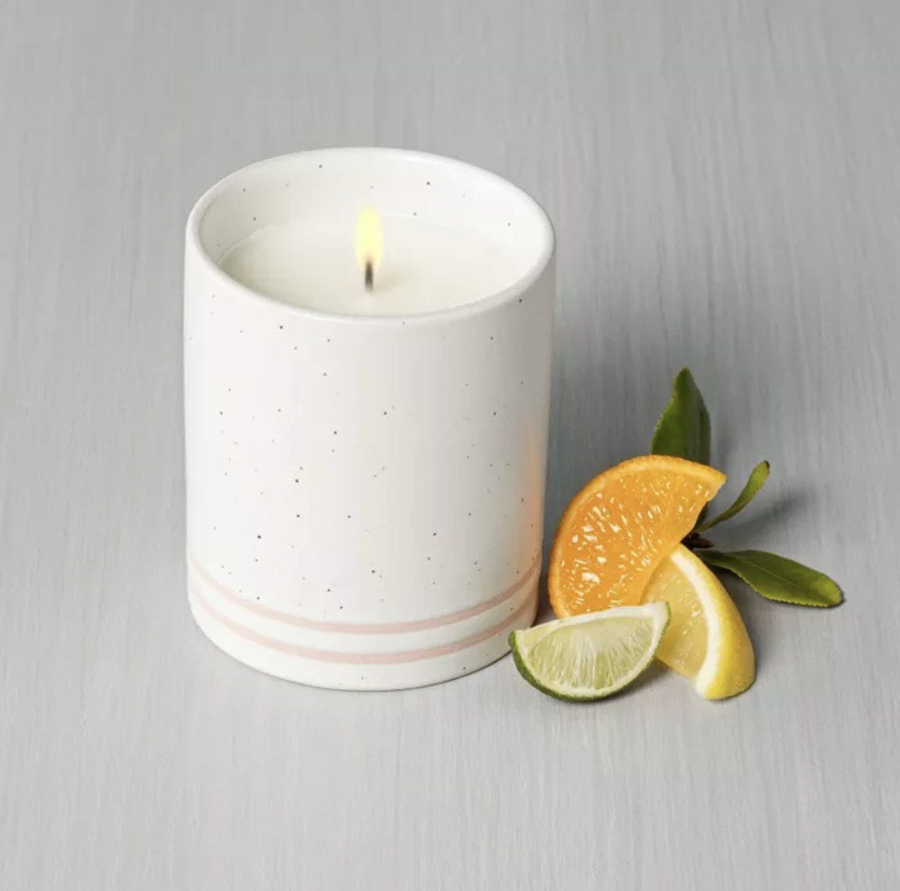 7.1oz Citrus Grove Speckle Striped Ceramic Seasonal Candle - Hearth & Hand with Magnolia