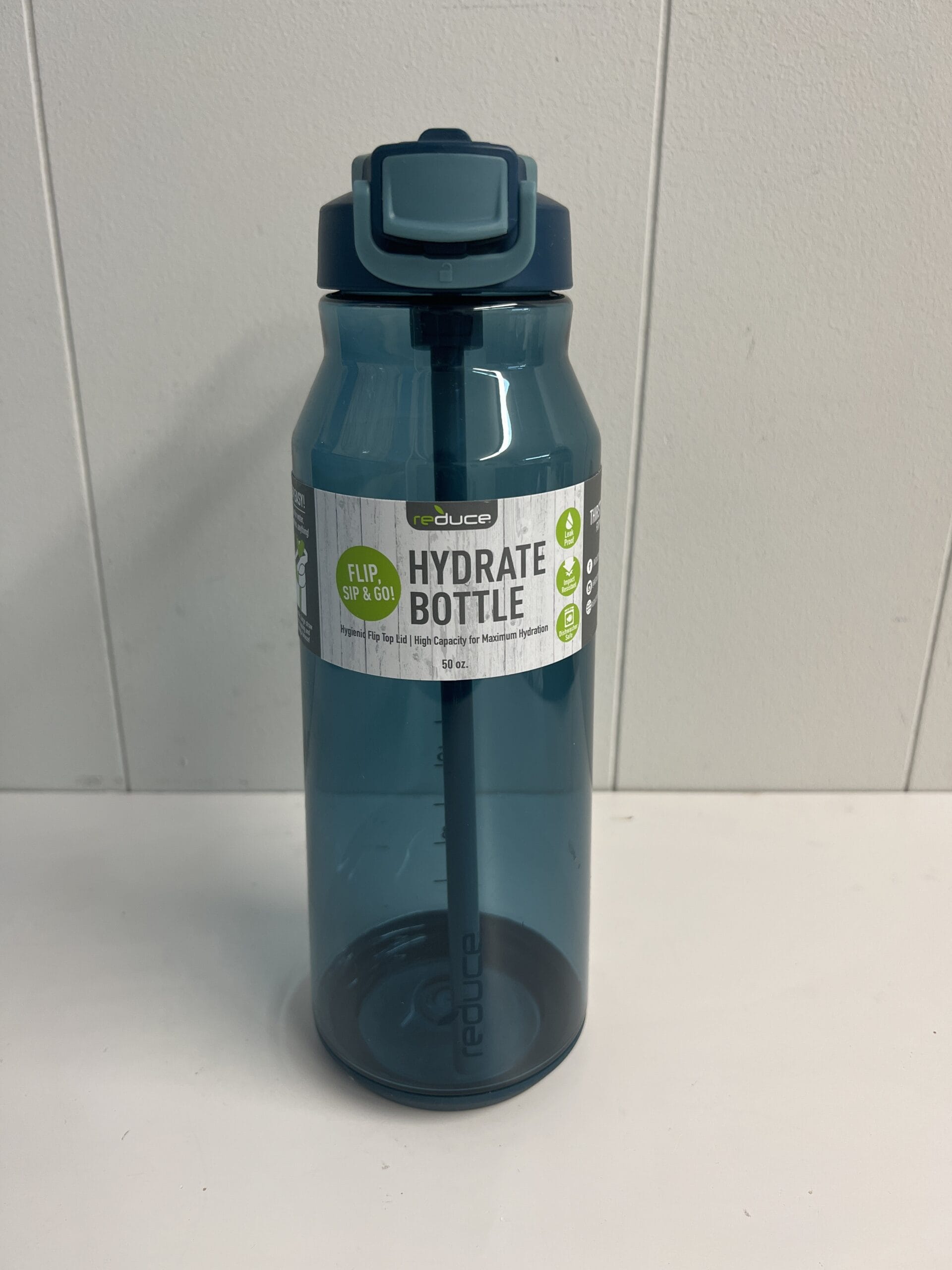 Reduce 50oz Hydrate Tritan Water Bottle with Straw Lid, Dark Web