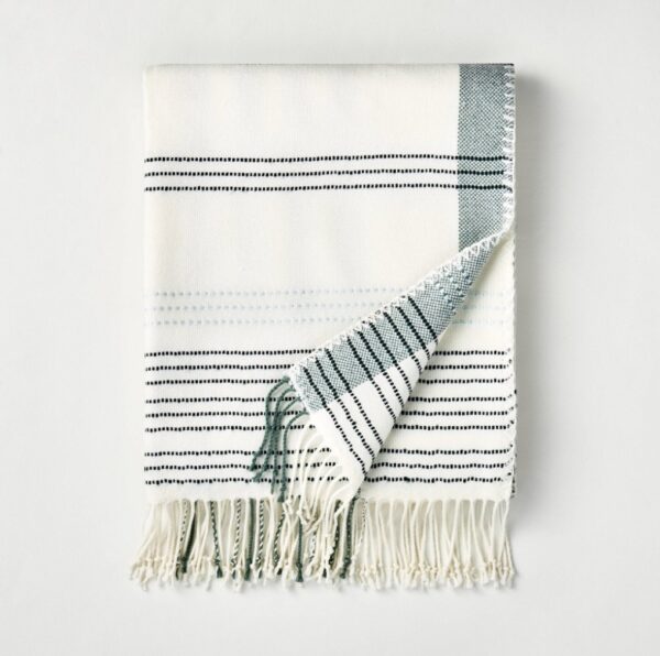 Engineered Plaid Throw Blanket Green/Cream - Hearth & Hand with Magnolia