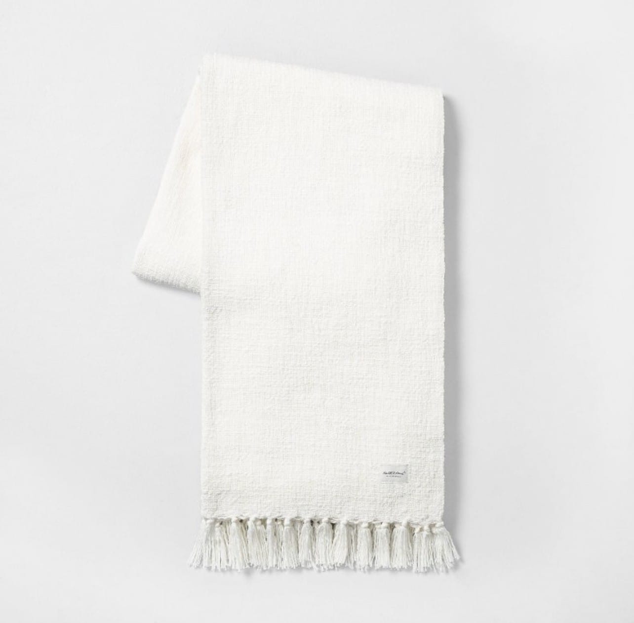 Knotted Fringe Throw Blanket White - Hearth & Hand with Magnolia