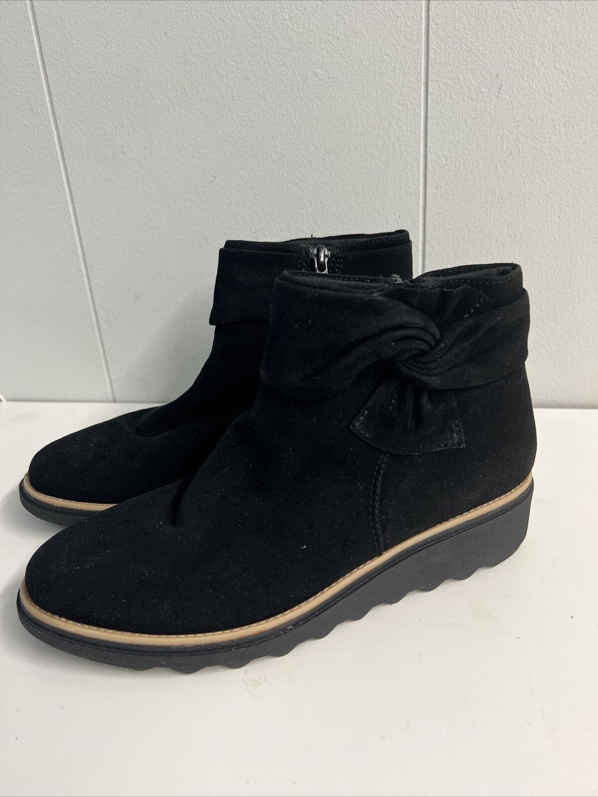 Clarks® Sharon Salon Women's Suede Ankle Boots, Black, Size 7