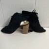Marc Fisher Perforated Suede Lace-up Booties Satire 7 Black