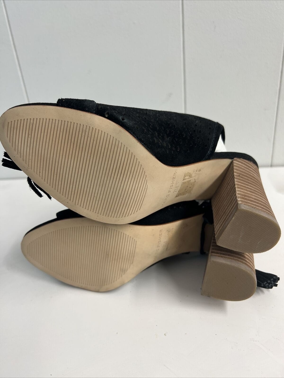 Marc Fisher Perforated Suede Lace-up Booties Satire 7 Black