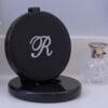 Black Dual Magnifying Mirror w/ Crystal Initial by Lori Greiner Black Dual Magnifying Mirror w/ Crystal Initial by Lori Greiner