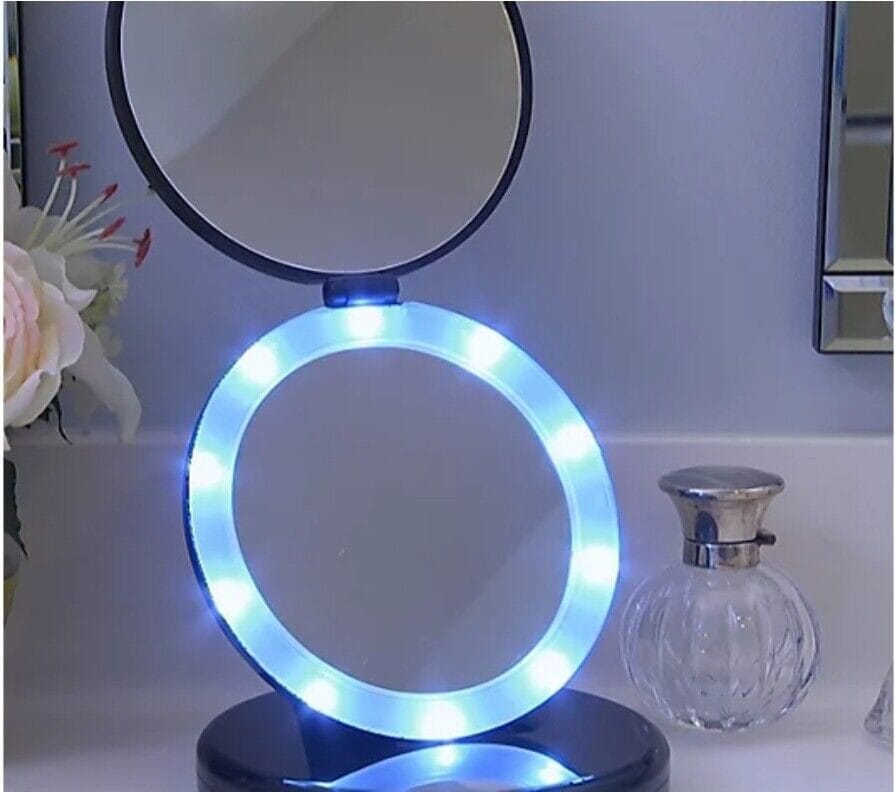 Black Dual Magnifying Mirror w/ Crystal Initial by Lori Greiner