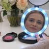 Black Dual Magnifying Mirror w/ Crystal Initial by Lori Greiner Black Dual Magnifying Mirror w/ Crystal Initial by Lori Greiner