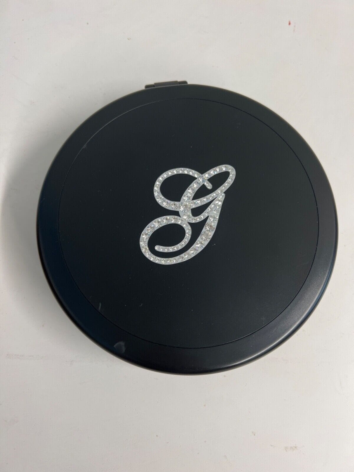 Black Dual Magnifying Mirror w/ Crystal Initial by Lori Greiner