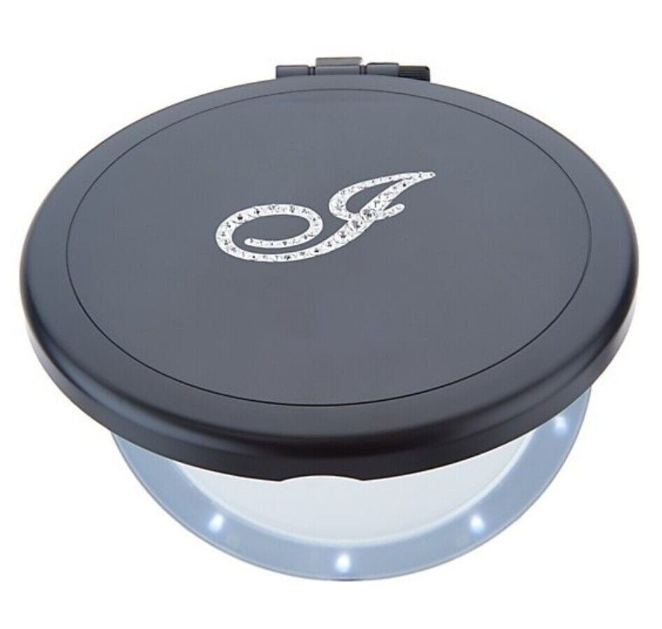 Black Dual Magnifying Mirror w/ Crystal Initial by Lori Greiner