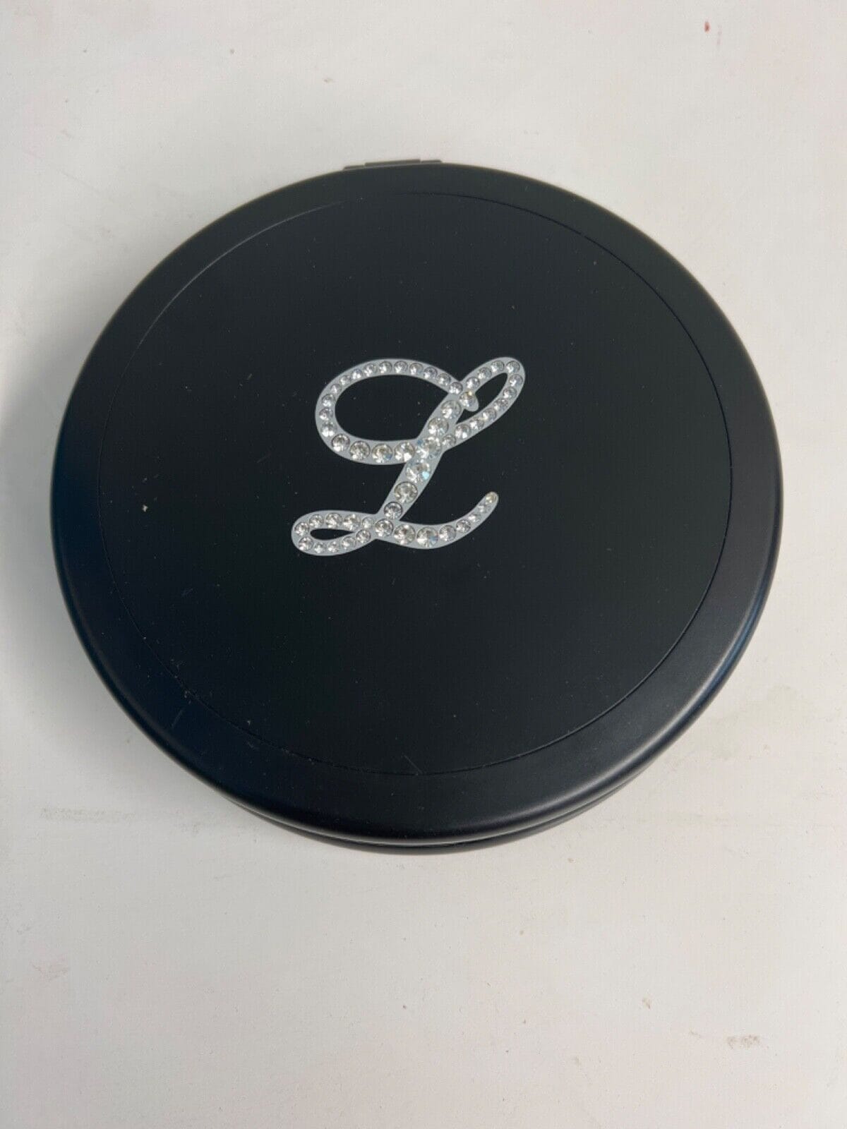 Black Dual Magnifying Mirror w/ Crystal Initial by Lori Greiner