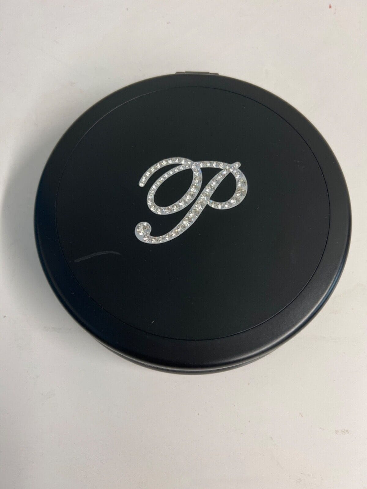 Black Dual Magnifying Mirror w/ Crystal Initial by Lori Greiner