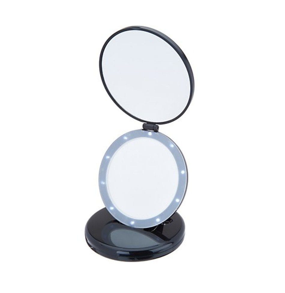Black Dual Magnifying Mirror w/ Crystal Initial by Lori Greiner