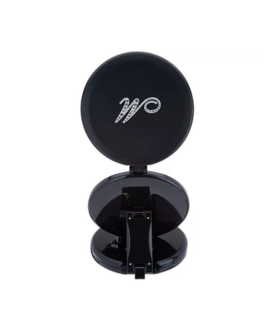 Black Dual Magnifying Mirror w/ Crystal Initial by Lori Greiner