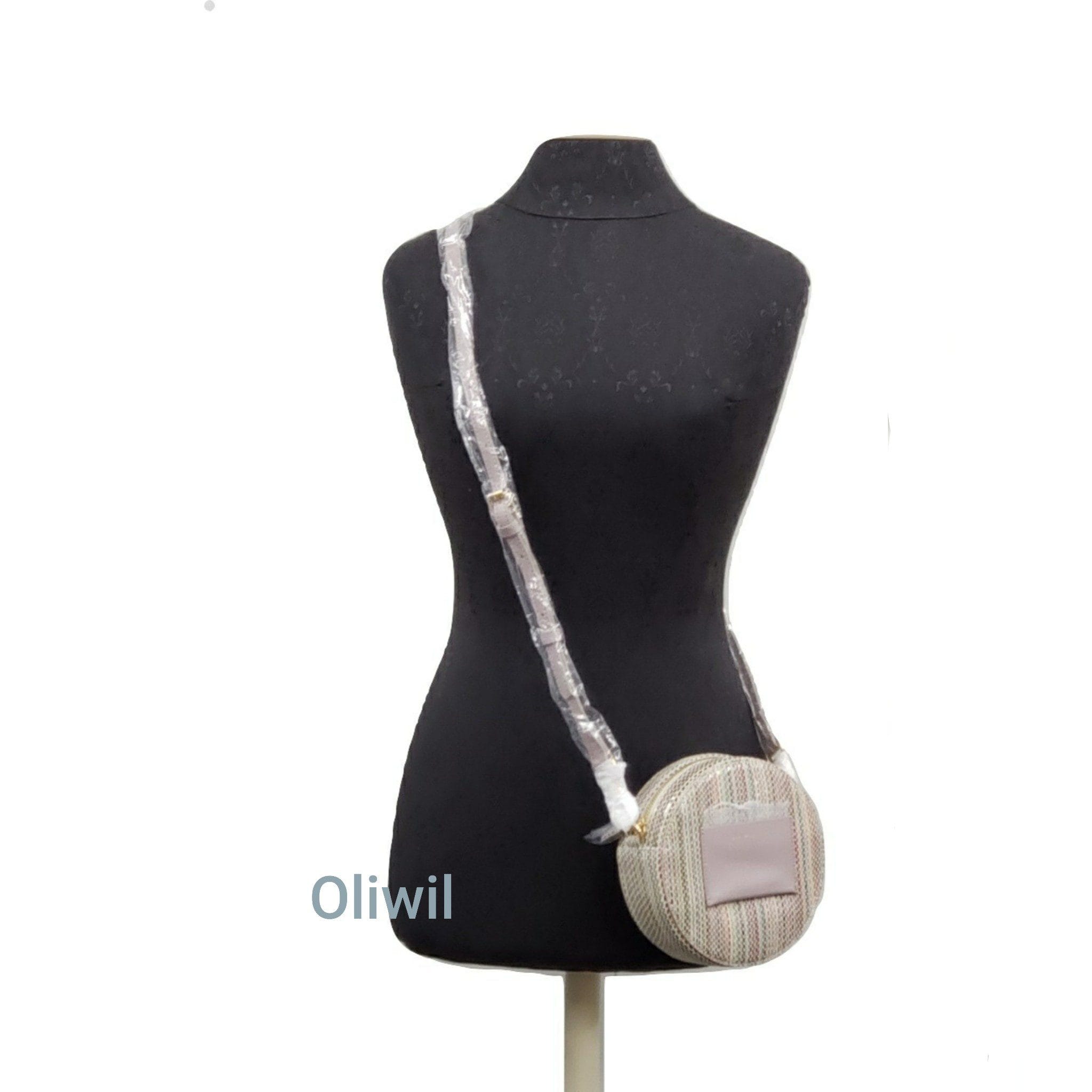 LOGO by Lori Goldstein Leather Circle Pouch with Skinny Strap Crossbody Bag