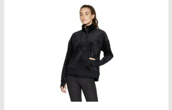 Women's C9 Champion Velour Cozy Quarter Zip Pullover Ebony