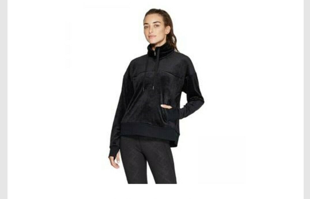 Women's C9 Champion Velour Cozy Quarter Zip Pullover Ebony Women's C9 Champion Velour Cozy Quarter Zip Pullover Ebony