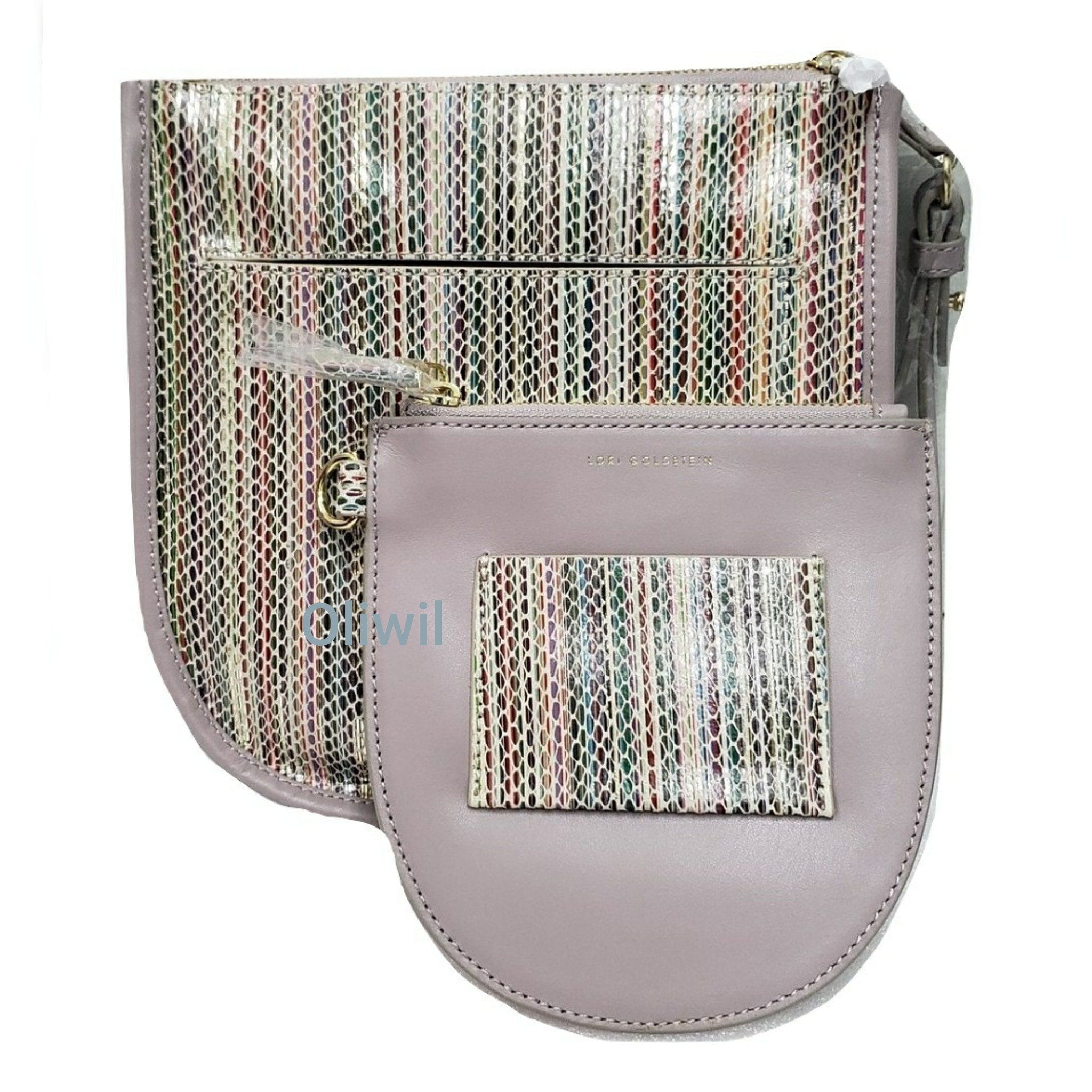 LOGO by Lori Goldstein Set of 2 Leather Pouches, Wristlet, Wallet, Purse